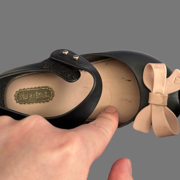 Mini Melissa Ultragirl Bow II Girls Shoes Black Pink Size 8 GUC - Picture 6 of 8